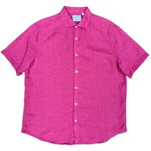 EUC Men's BAIRD MCNUTT Murano Linen Short Sleeve Shirt‎ Fuscia | Size L